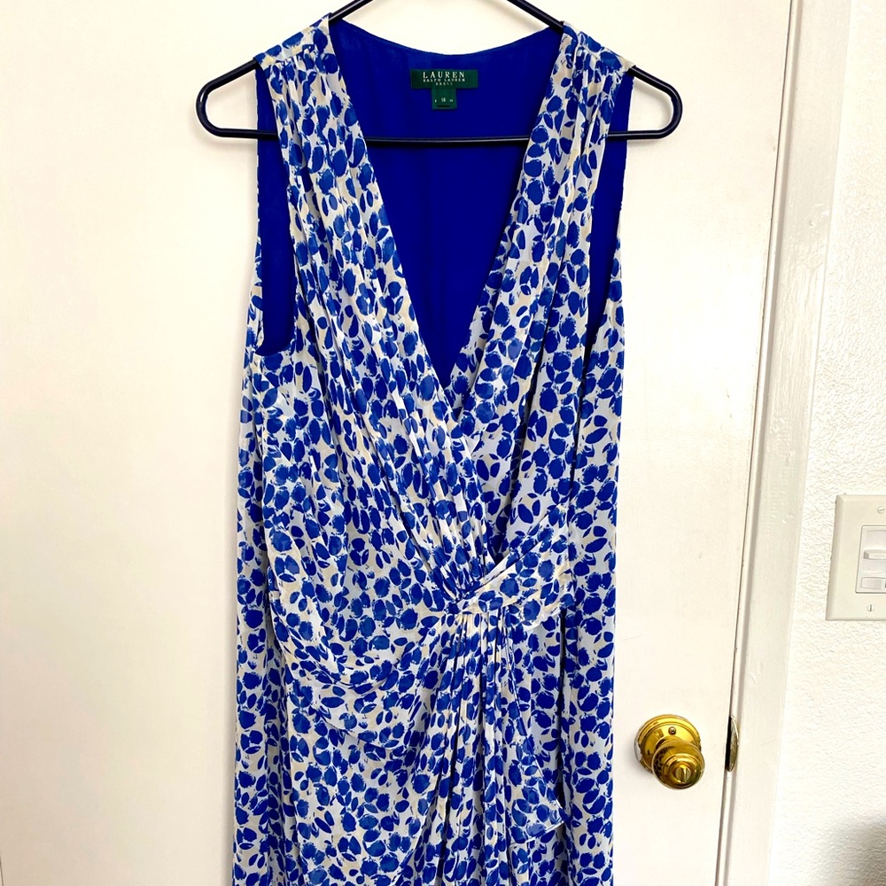 Ralph Lauren Blue and White Floral Print Dress